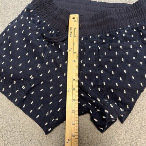 Athleta Shorts Women's 4 Blue Cabo Tide Linen 4" Inseam Diamond Print - Picture 9 of 13