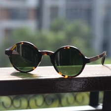 Vintage round green sunglasses 1960's mens tortoise glasses green glass lenses