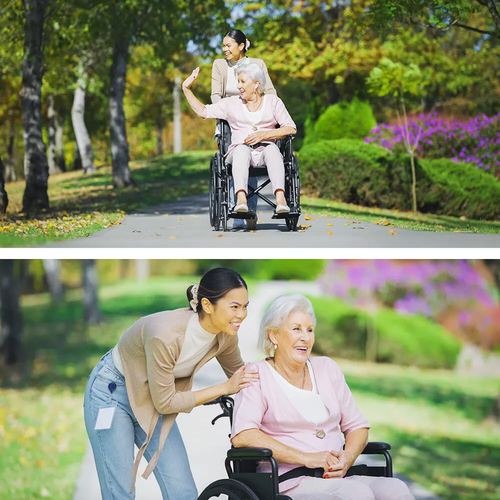 24" Wheelchair Self Propelled Folding Lightweight Transit Travel Wheelchair - Picture 5 of 11