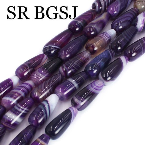 Natural 8x20mm Drop Banded Agate Gemstone Jewelry DIY Loose Beads Strand 15" - Picture 44 of 48