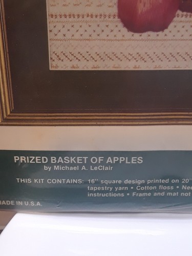 Elsa Williams Vintage Creative Crewel Work Prize Basket of Apples #00298 new - Picture 3 of 12