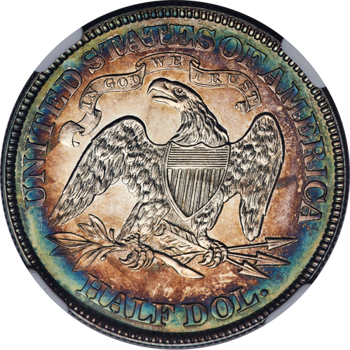 1886 NGC PF64 Proof Seated Half Dollar, Vivid Concentric Tone, Frosty Cameo, PQ! - Picture 4 of 6