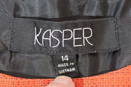 Kasper 2pc Suit Blazer/Jacket Open Front & Tank Top Orange Women's 14 Office - Picture 7 of 18