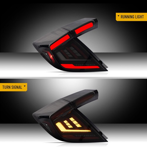 Full LED Tail Lights Smoked For 16-22 Honda Civic Hatchback Upgrad w/Sequential - Picture 8 of 14