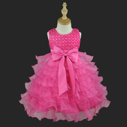 Baby Girls' Ruffle Flower Princess Wedding Birthday Party Dress Baptism Gown - Picture 6 of 53