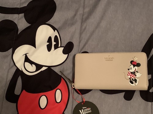 KATE SPADE DISNEY MINNIE MOUSE LACEY ZIP AROUND SAFFIANO LEATHER WALLET NWT $229 - Picture 2 of 11