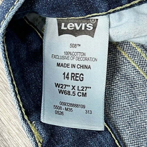 LEVI'S 508 Taper Straight Leg Dark Wash Blue Denim Jeans Boy's Size 14 W27 L27 - Picture 8 of 12