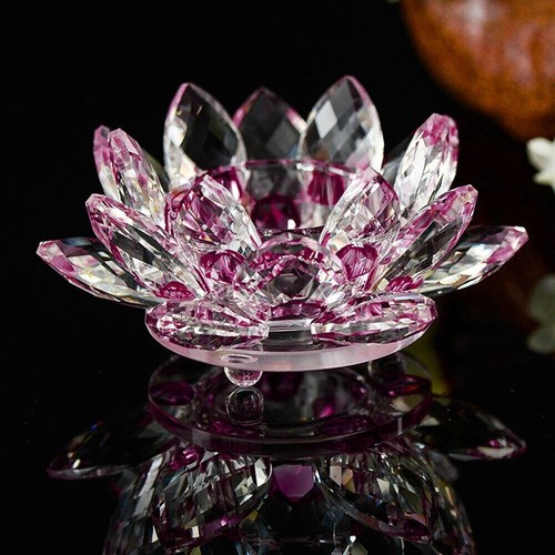 Home Decor Clear Crystal Glass Candlestick Candle Holder Lotus Flower - Picture 16 of 19