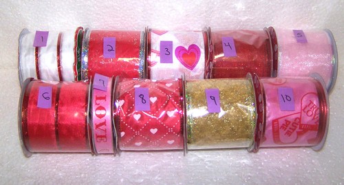 VALENTINES DAY RIBBON ROLL CHOICE WIRED SHEER GIFT CRAFT BOW PLANT FLOWER WREATH - Picture 2 of 12
