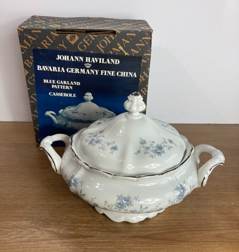 Johann Haviland Blue Garland Covered Vegetable Casserole Dish Bavaria Germany