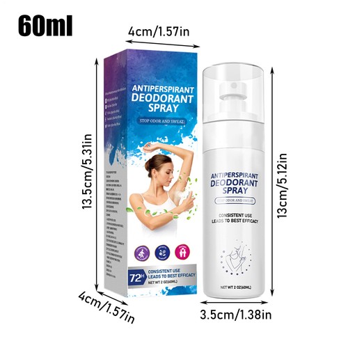 Deodorizing Body Spray 60ml Adults Underarm Odor Remover Daily Sweat Protection - Picture 4 of 8