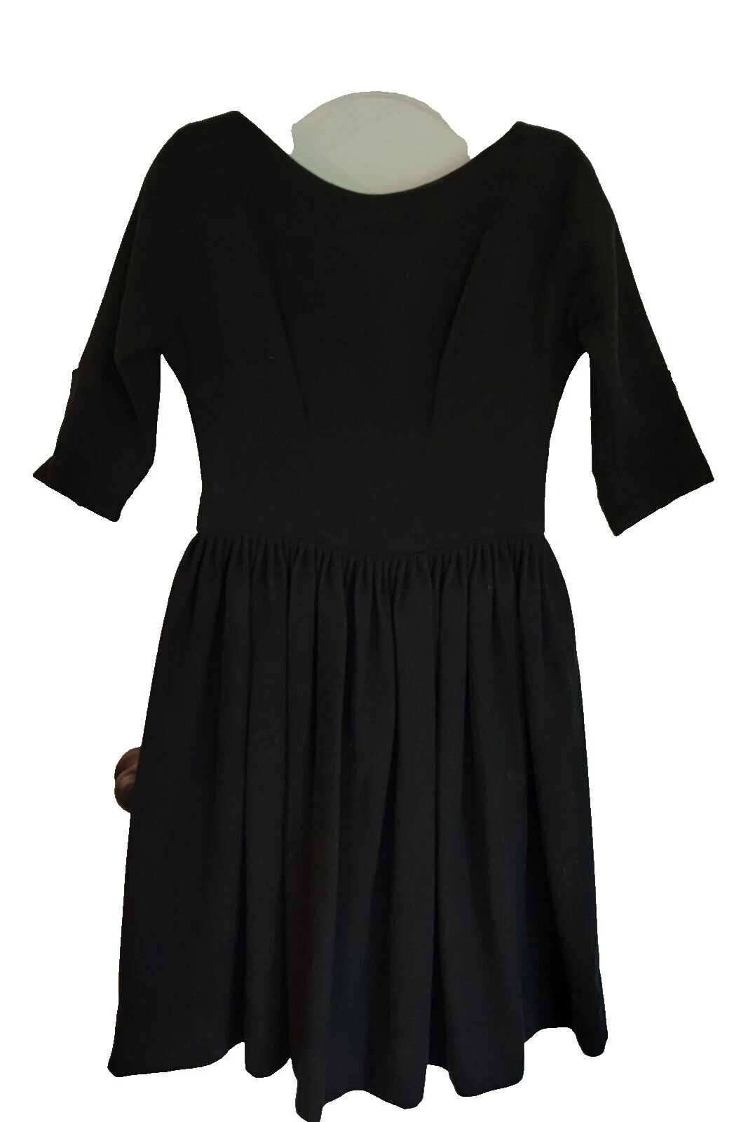 Vestidos Vintage de Mezcla de Lana Negro para Mujeres