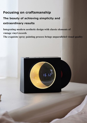 360° Stereo Wireless Bluetooth Speaker with Moon Atmosphere Lamp & Clock - Photo 12 sur 19