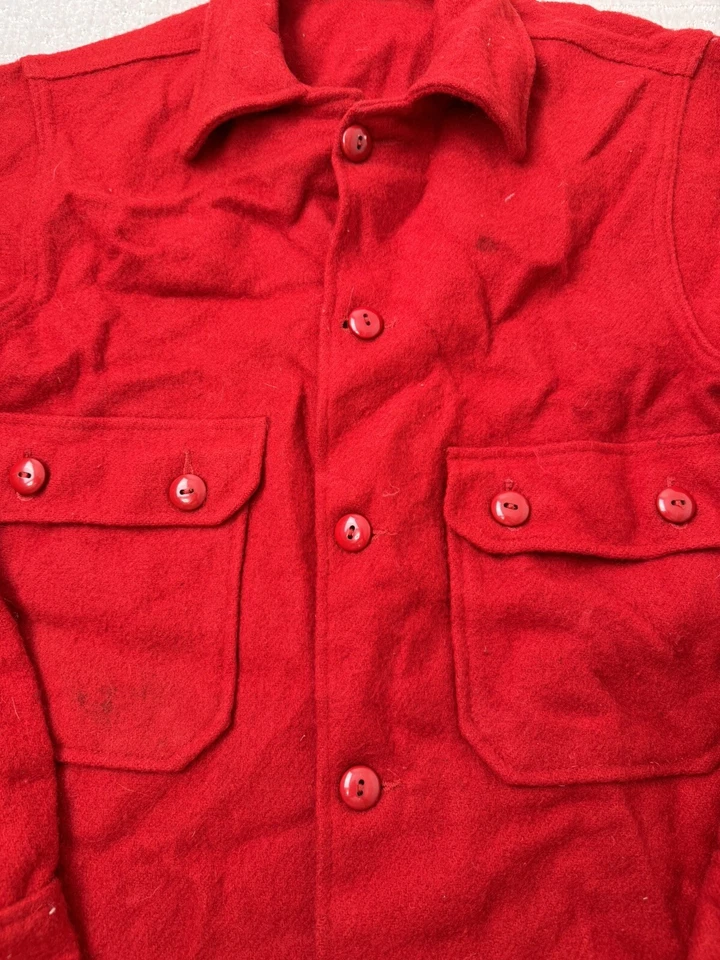 Vintage BOY SCOUTS 1970s BSA Coat Jacket Shirt RED WOOL Mens 38 Shacket - Image 3 of 4