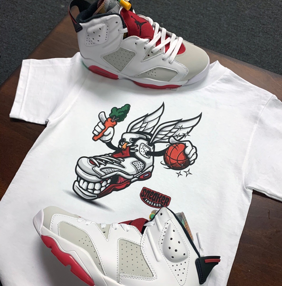 Shirt Match Jordan 6 Hare neutral Grey Shoes - Fly Kicks Tee | eBay