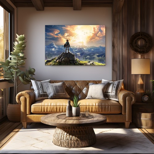 The Legend Of Zelda Breath Of The Wild Framed Canvas Wall Art Print Gamer Decor - Picture 9 of 12