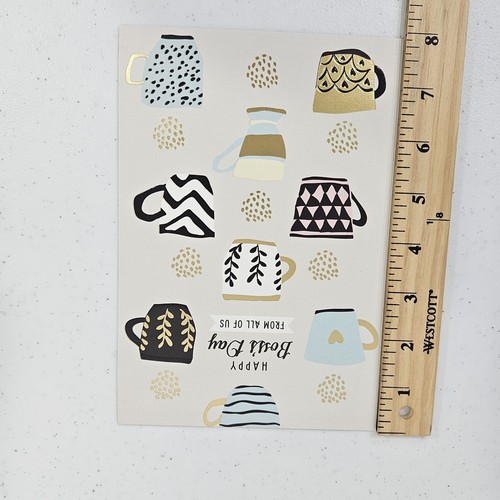 Hallmark Boss Tag Grußkarte Kaffeetassen 8"x5" blau Zitat im Umschlag USA - Bild 7 von 8