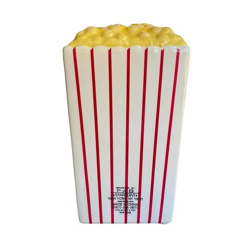 Fresh Popcorn Ceramic Bank Movie Theater Snacks Novelty Stripes Buttered Flaw - Picture 6 of 8