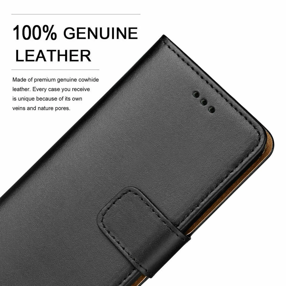 REAL LEATHER WALLET STAND CASE CARD POCKET FOR Samsung Galaxy Note 4 UK freepost - Image 3 of 4