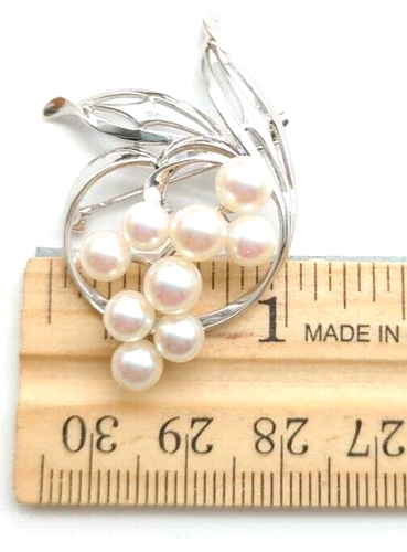 Vintage 70s Mikimoto Pearl Brooch Sterling Silver Mikimoto Box And Care Booklet - Picture 15 of 15