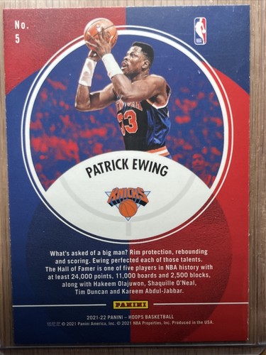Patrick Ewing 2021-22 Panini NBA Hoops Legends of the Ball Holo #5 Knicks - Picture 2 of 2