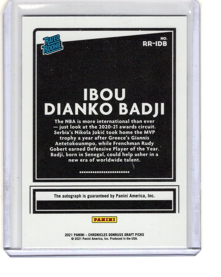 2021-22 Donruss Ibou Dianko Badji Auto /199 #RR-IDB - Image 2 of 2