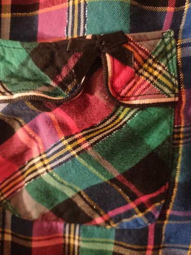 Victoria Secret Plaid 2 PC Pajama Set/ Sleepwear/ Pink/ Green Size S/P Blk Bow - Picture 2 of 5