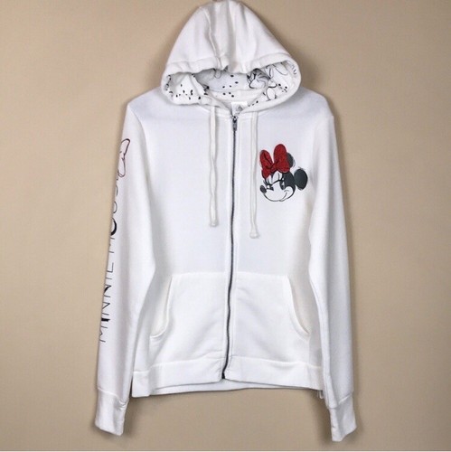 Disney Parks Women’s Minnie Mouse Terrycloth Graphic Zip-Up Hoodie Jacket Sz M