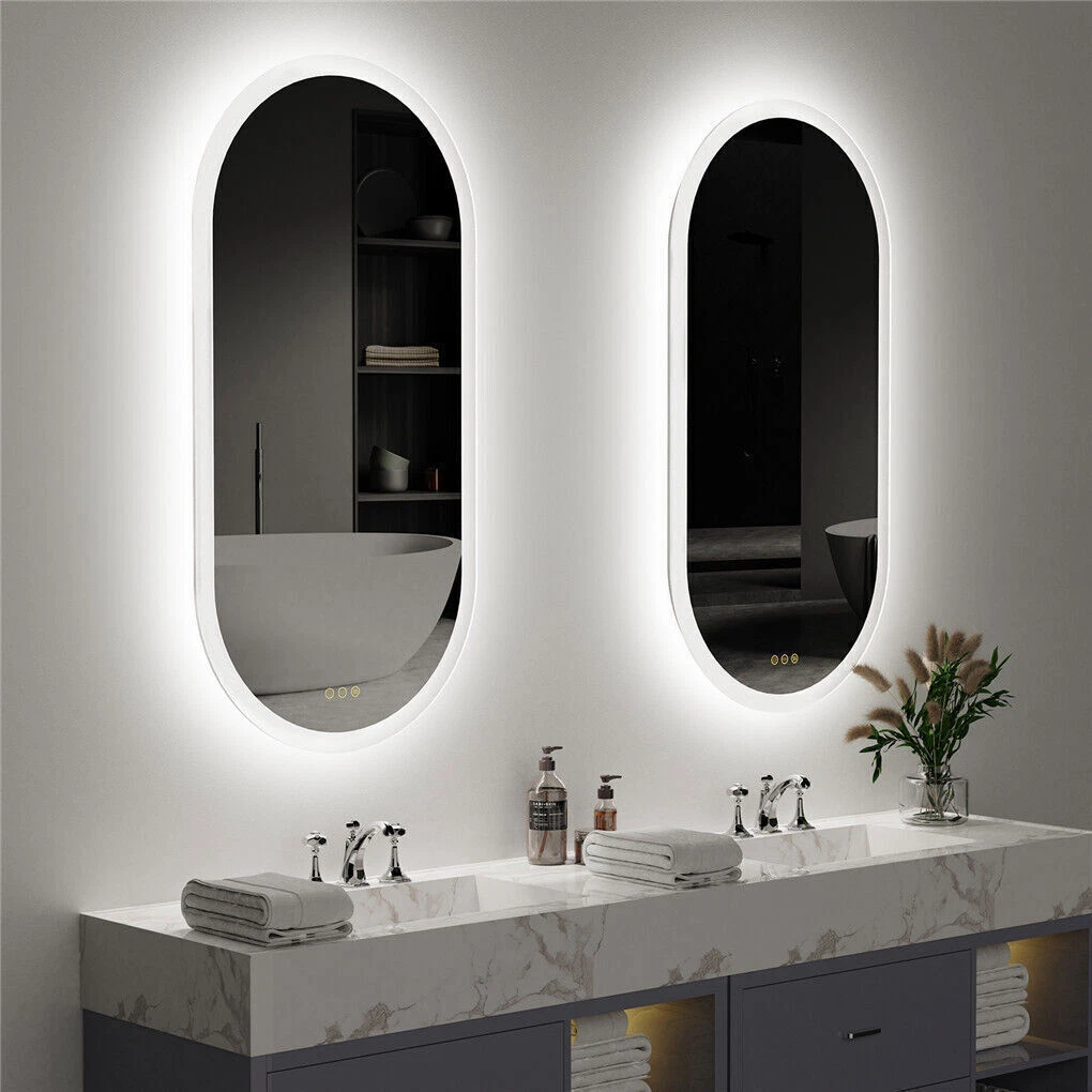 Oval lighted bathroom sale mirror