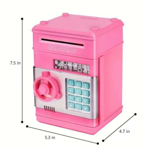 Electronic kids Piggy Bank Cash Coin Box Money Saving Box ATM Toy Kid Mini Safe - Picture 3 of 7