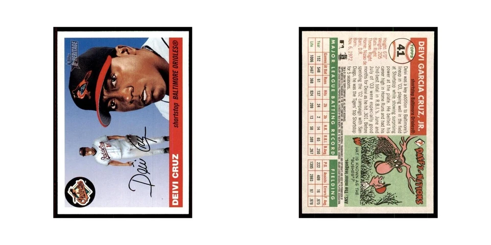 2004 Topps Heritage Deivi Cruz Orioles #41 - Image 3 of 3