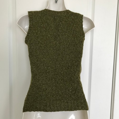 Hand Knit Textured Sweater Vest Moss Green Elsebeth Lavold Silky Wool Yarn - Picture 6 of 7