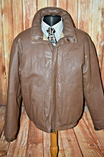 Eddie Bauer Men Brown Heavyweight Goose Down Insulated Bomber Jacket Sz L