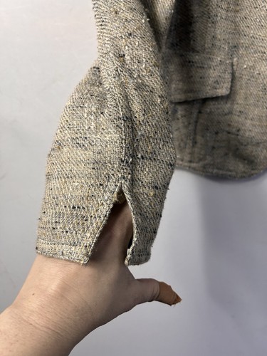 Akris Blazer Fitted Hemp Silk Wool Blend Tweed Blazer Oatmeal M/L Workwear - Picture 4 of 13