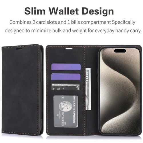 For iPhone 16e 15 14 13 12 11 Pro Max 8 7+ Wallet Cards Case Leather Stand Cover - Picture 18 of 70