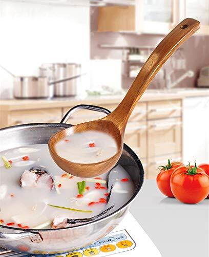 Handgefertigte Holz 10,5" Schöpfkelle, langer Griff Utensilien für Suppe für Küche Kochgeschirr - Bild 3 von 7