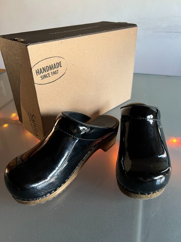 *Sanita*hochwertige Holz-Clogs/Pantolette Gr.35-Lackleder/patent-Dänemark-black - Bild 3 von 7