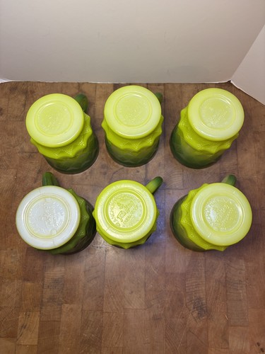 Vintage Fire King Vintage Kimberly Diamond Green Ombre Set of 6 Coffee Mug Cups - Picture 6 of 10