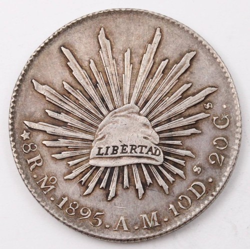 1895 Mo AM Mexico 8 Reales silver coin 27.05 grams Nice AU - 第 1/2 張圖片