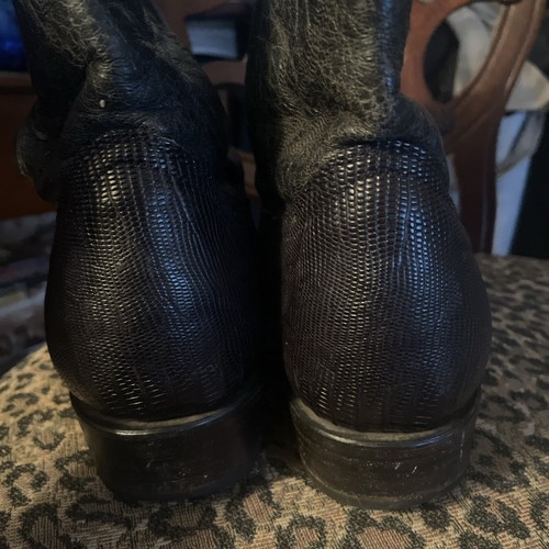 Talla Lizard Western Boots Made In Mex Black US Men’s 8 1/2 Handmade - Picture 11 of 11