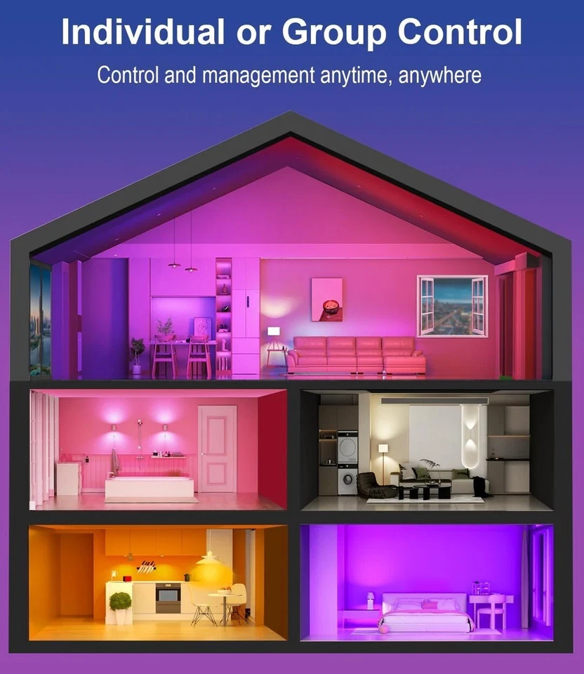 4x Keepsmile B22 Smart Light Bulbs, 10W WiFi Bluetooth Music Sync Color Changing - Image 4 of 4