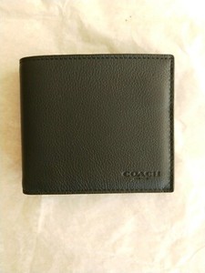 Coach Men/'s F75084 Double Billfold Wallet Dark Saddle Sport Calf Leather NWT$150