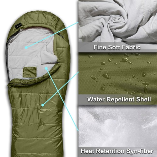 0 Degree 0 °F Winter Camping Sleeping Bags For Adults Big n Tall - Waterproof XL - Picture 7 of 32