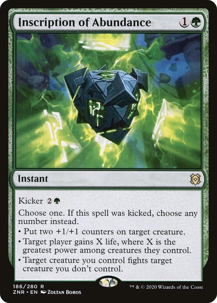 Inscription of Abundance 2x FOIL ZNR MTG Zendikar Rising Rare MINT green Inscription of Abundance 2x FOIL ZNR MTG Zendikar Rising Rare MINT green