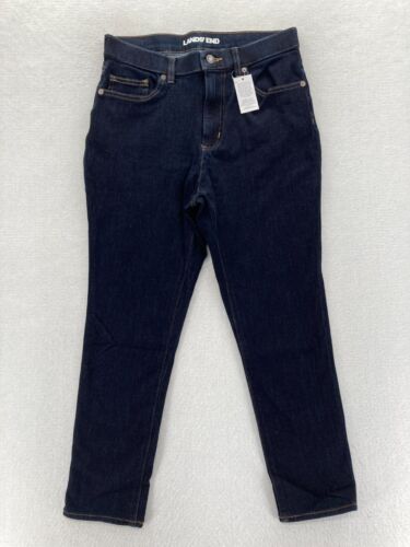 Lands End Jeans Women's 10 Skinny Cropped Dark Was Blue Stretch Denim Mid Rise
