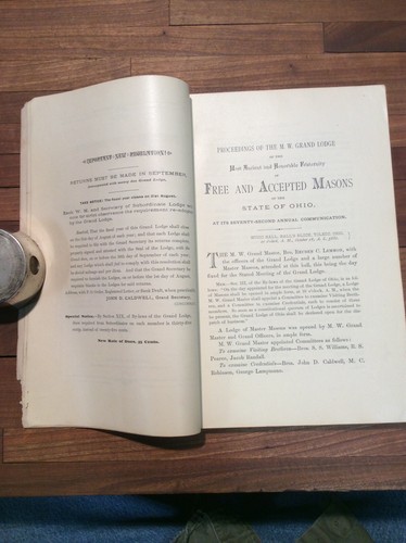 1881 Softcover Book Proceedings Of The Grandlodge F&A Masons Of Ohio INV-BA10 - Picture 6 of 12