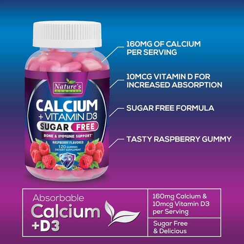 Sugar Free Calcium Gummy Bites Plus 400 IU Vitamin D3,Bone Health & Immune 120 C - Picture 5 of 8
