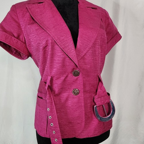 T. RENZ SIGNATURE Size L Dupioni Silk Belted Line Jacket Blouse by THERESA RENZ - Picture 9 of 15