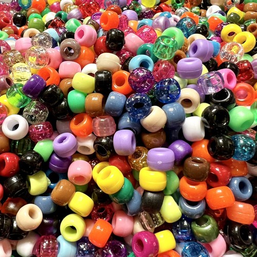 2000 piezas cuentas de pony de acrílico 6X9 mm mezcla multicolor plástico a granel para artesanías - Imagen 3 de 4