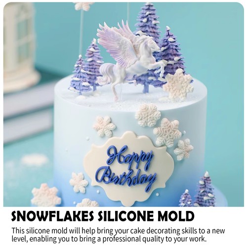 2pcs Snowflake Silicone Fondant Mould Sugarcraft,Gum Paste Mould Cupcake Topper - Picture 5 of 6
